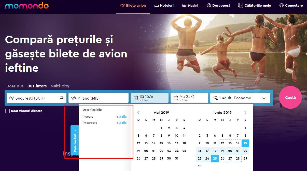 Date flexibile pe momondo